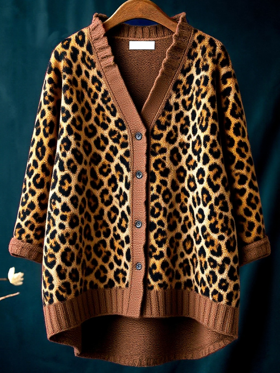 animal-print-lace-button-sweater