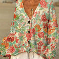Women's Vintage Floral Pattern Art Print Casual Pullover Sweater