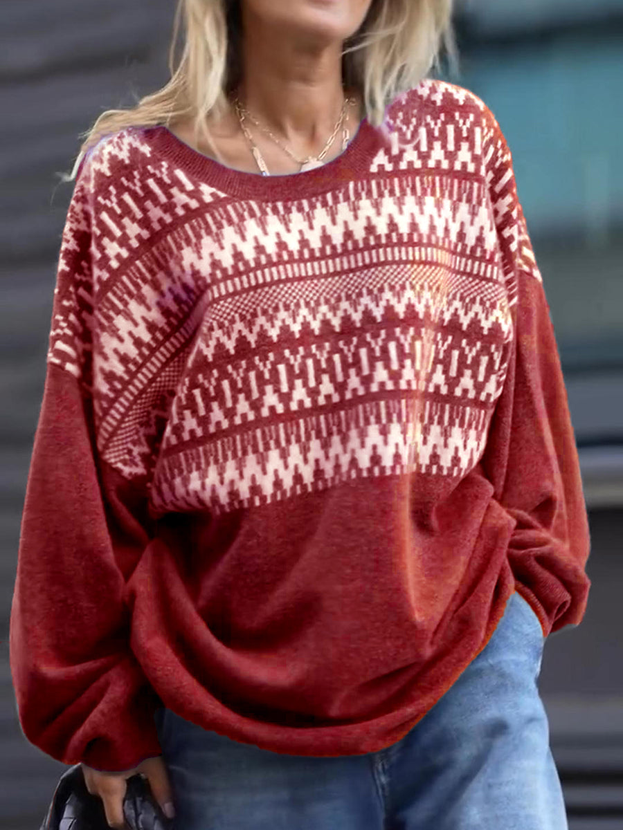 oversize-aztec-print-sweater