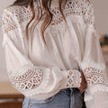 Women's Solid Color Crochet Openwork Bell Sleeve Shirt
