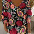 Pull décontracté à imprimé floral vintage pour femme