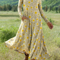 Women's Flowers Floral Art Print Long-sleeved Dress