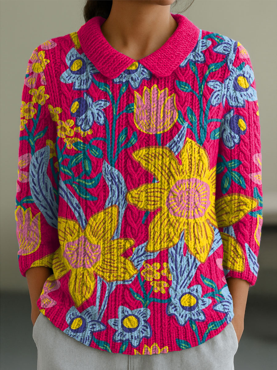 womens-flowers-casual-peter-pan-collar-3-4-sleeve-sweater-s08z