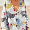 Women's Lovely Chicken Pattern Art Print Casual Pullover Sweater