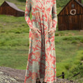 Women's Vintage Floral Art Print Casual Long-sleeved Dress