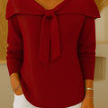 Women's Solid Color Shawl Collar Long Sleeve Knit Pullover