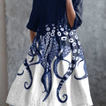 Vintage Octopus Print Casual Elegant Pocket Half Sleeve Dress
