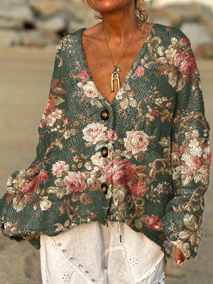 womens-vintage-floral-pattern-art-print-casual-pullover-sweater-87kh