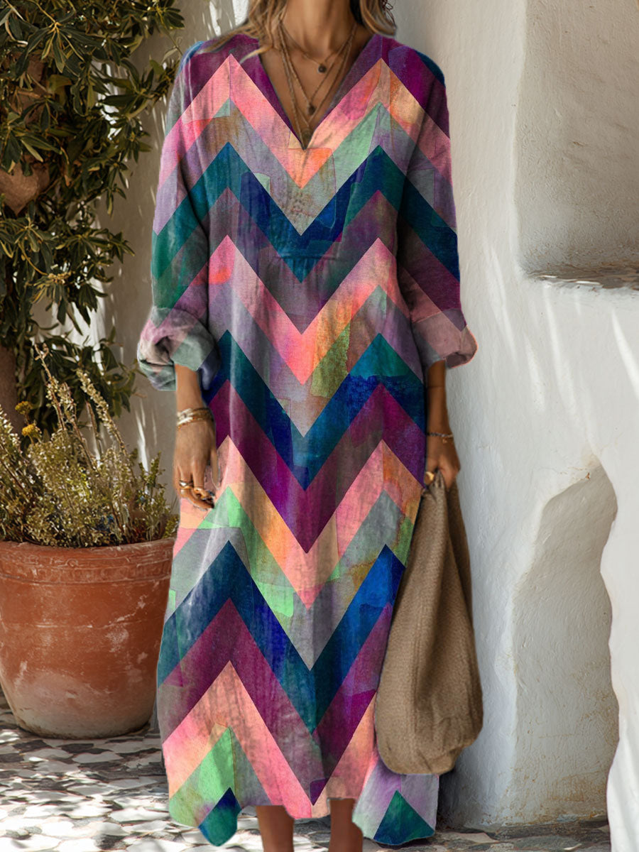 Women's Colorful Zigzag Stripes Art Print Dress