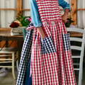 Perfect Kitchen Organic Cotton Colorblock Plaid Apron Dress