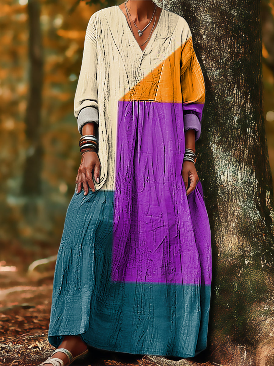 Women's Beautiful Abstract Colorful Geometric Color Block Painting Art Print Dress