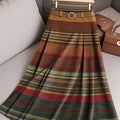 Women's Retro Stripes Pattern Casual Print Cotton Skirt