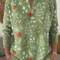 Women's Christmas Tree Pattern Art Print Buttoned Cardigan Sweater