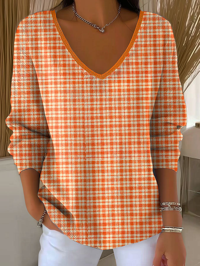 womens-autumn-vintage-plaid-art-print-casual-pullover-sweater