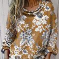 Women's Vintage Ethnic Floral Painting Art Print Casual Long Sleeve Comfortable Cotton Shirt