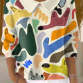womens-abstract-cute-dog-head-painting-art-print-casual-peter-pan-collar-3-4-sleeve-sweater