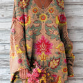 womens-vintage-ethnic-floral-geometric-painting-art-print-casual-pullover-sweater-bjfw