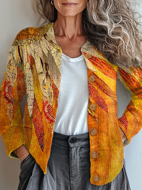 vintage-colorful-art-print-buttoned-cardigan-sweater