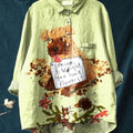 Women's Dog  Art Print Casual Cotton And Linen Shirt