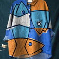 Fish Printed Women's Casual Cotton And Linen Shirt