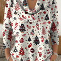 Women's Christmas Tree Art Print Cowl Neck Sweater