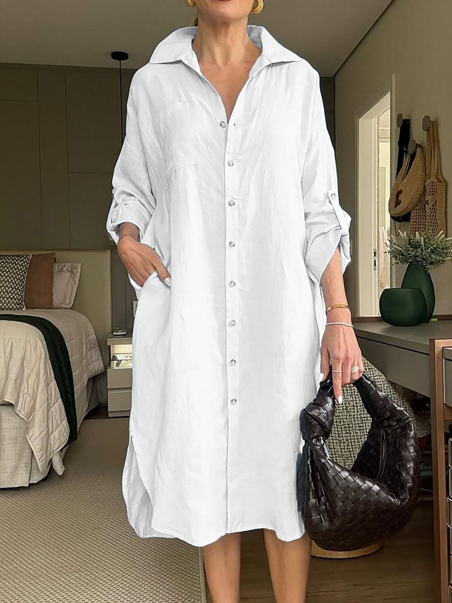 Women's Dress Cotton And Linen Shirt Long Skirt