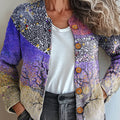 Women's Vintage Floral Art Print Buttoned Cardigan Sweater