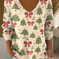 Women's Lovely Christmas Tree Pattern Art Print Casual Pullover Sweater