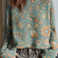 Women's Vintage Floral Pattern Art Print Casual Pullover Sweater