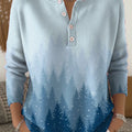 Women's Christmas Tree Pattern Art Print Buttoned Cardigan Sweater