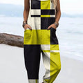 Women's Geometric Pattern Art Print Casual 100% Cotton Wide Leg Jumpsuit