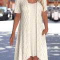Beige Short Sleeve Round Neck Dress