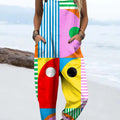 Women's Bright Colorful Geometric Color Block Painting Art Print Casual 100% Cotton Wide Leg Jumpsuit