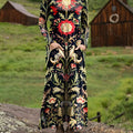 Women's Beautiful Ethnic Geometric Floral Art Print Long-sleeved Dress