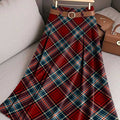 Women's Plaid Print High Waist Casual A-Line Skirt