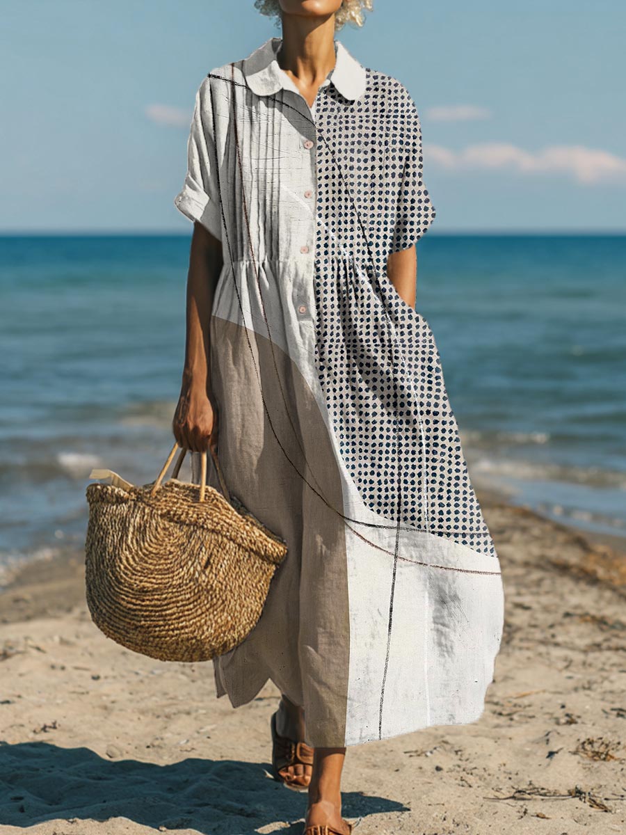 Women's Geometric Pattern Art Print Cotton Dress