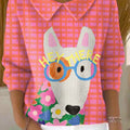 womens-colorful-cute-dog-portrait-art-print-casual-peter-pan-collar-3-4-sleeve-sweater