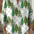 Vintage Christmas Tree Art Print Buttoned Cardigan Sweater