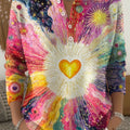 Women's Love Pattern Art Print Buttoned Cardigan Sweater