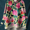 Women's Colorful Flower Print Casual Cotton And Linen Shirt