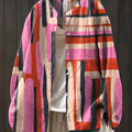 Women's Geometric Pattern Art Print Casual Cotton And Linen Shirt