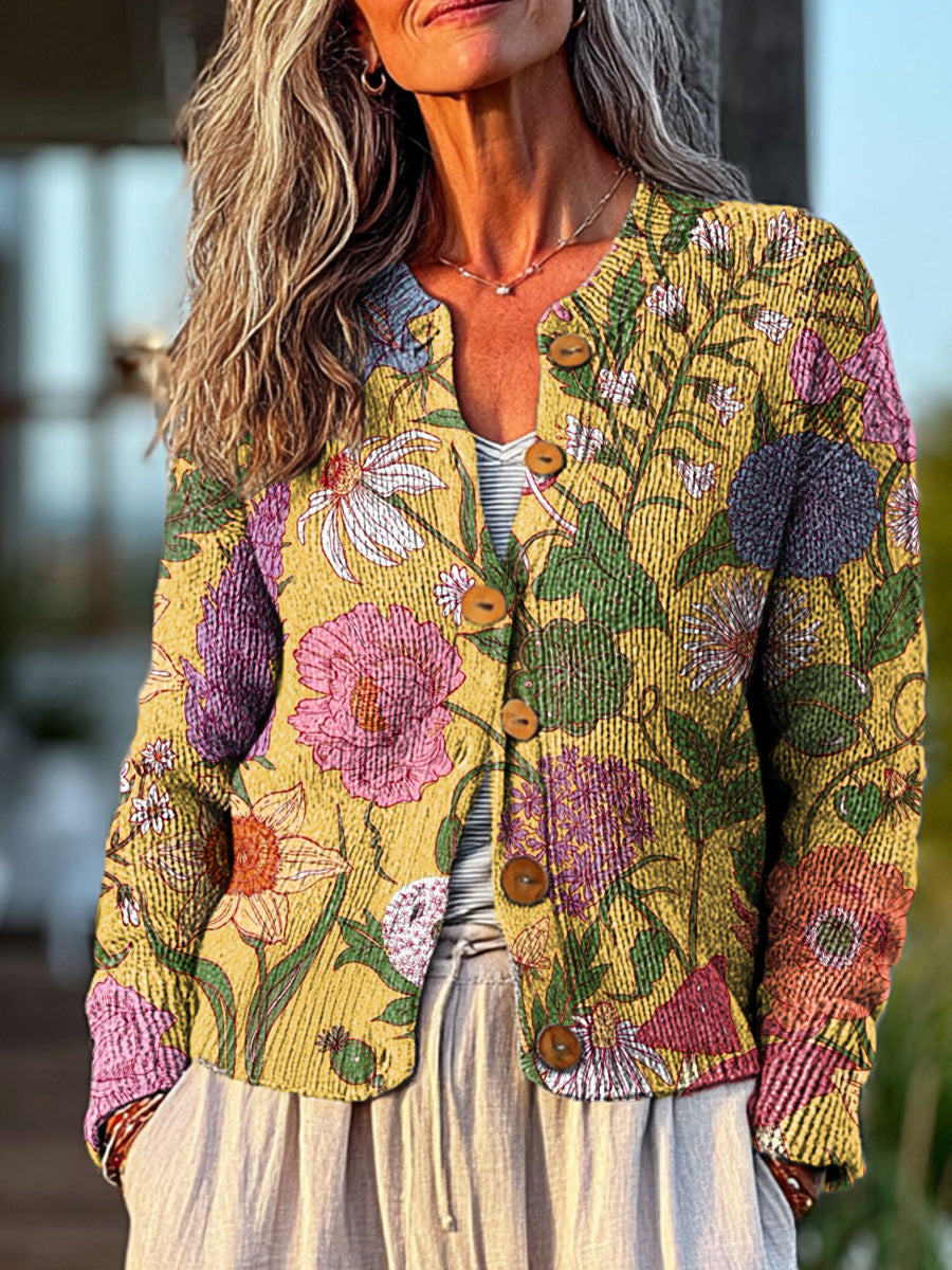 vintage-ethnic-colorful-floral-art-print-buttoned-cardigan-sweater