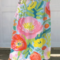 Women's Vintage Floral Art Print   Linen Pocket Skirt