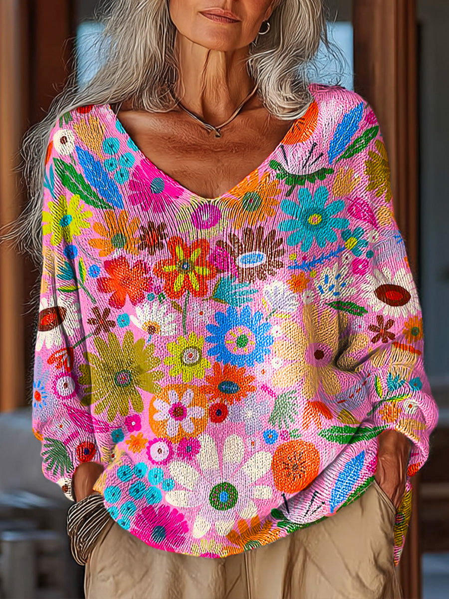 womens-beautiful-colorful-abstract-floral-painting-art-print-casual-pullover-sweater-1x9o