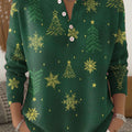 Women's Christmas Tree Art Print Buttoned Cardigan Sweater