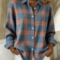 Women's Plaid Print Casual Cotton Buttoned Cardigan Sweater