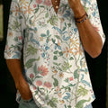 Women's Floral Pattern Art Print Casual Cotton Shirt