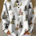Women's Christmas Tree Pattern Art Print Casual Cotton Sweatshirt