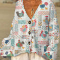 womens-vintage-chicken-flower-art-print-casual-pullover-sweater