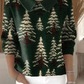 Women's Christmas Tree Print Casual Peter Pan Collar 3/4 Sleeve Sweater